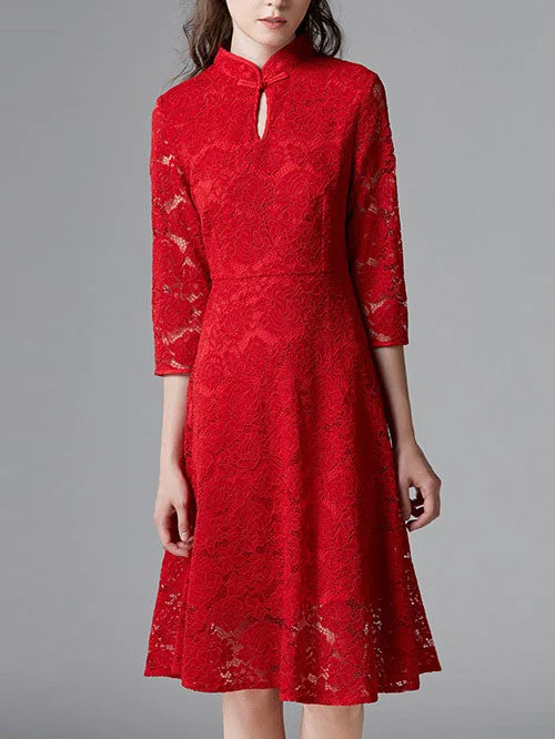 Early Bird Discount Shosanna Red Lace Keyhole Oriental Qipao Cheongsam Swing Mid Sleeve Dress Early Bird Discount Shosanna Red Lace Keyhole Oriental Qipao Cheongsam Swing Mid Sleeve Dress