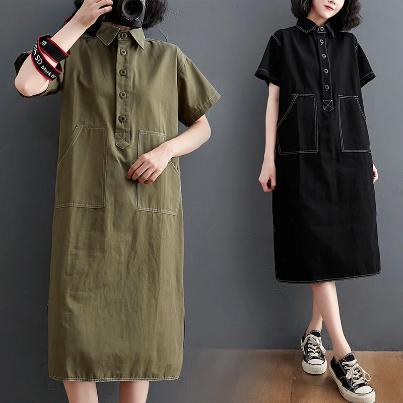 Amazing Deals Plus Size Midi Shirt Dress