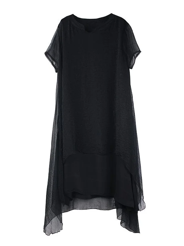 Closeout (Ready Stock Black 3XL*1) Plus Size Shimmer Crepe Occasion Short Sleeve Midi Dress