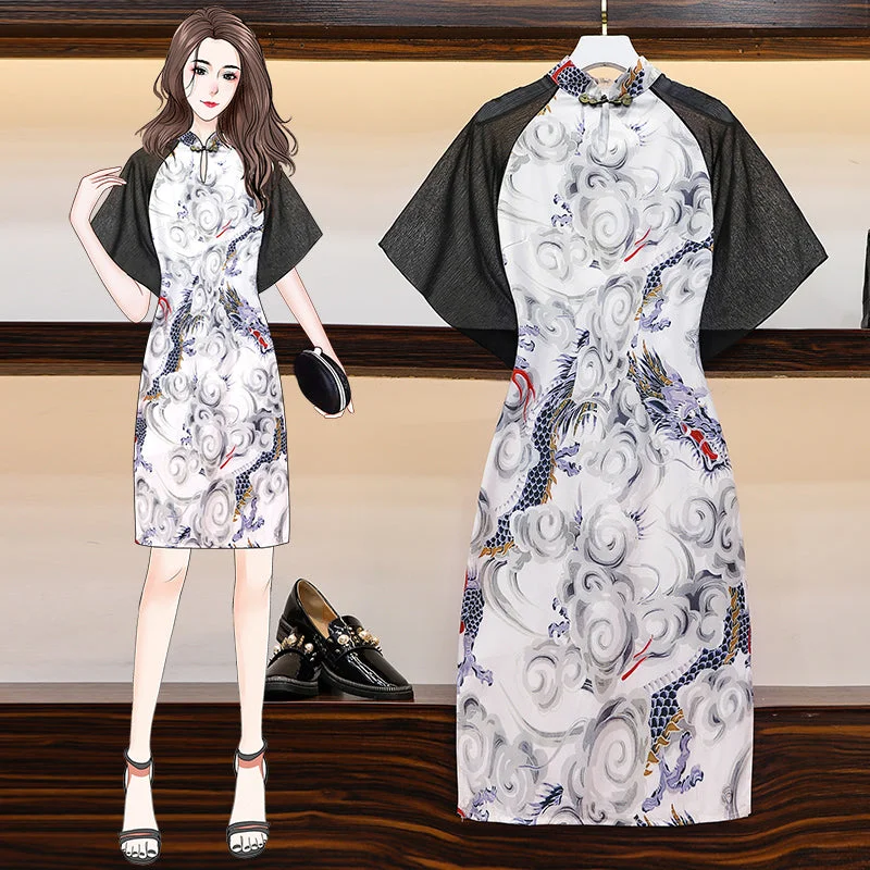 Price Drop Alert Lasandra Plus Size Dragon Modern Cheongsam Dress