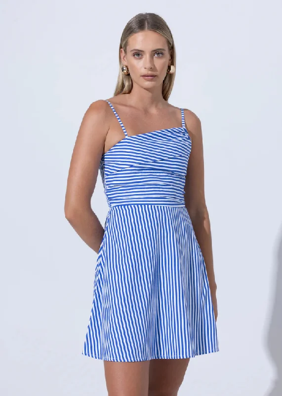 Steals and Deals Lusana Phillipa Poplin Mini Dress- Lapis