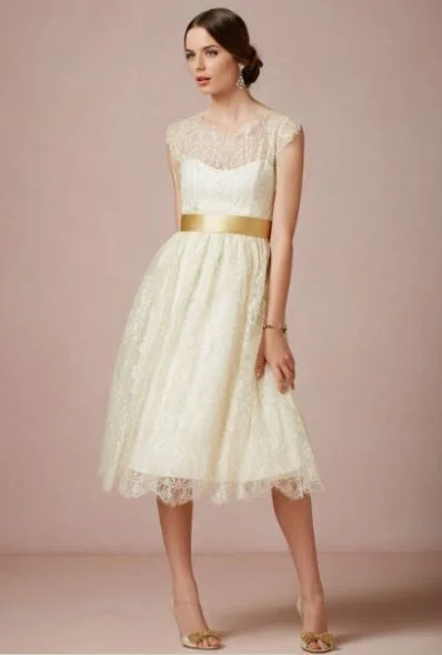 Online Specials BHLDN Tea Length Queen Anne Lace Dress