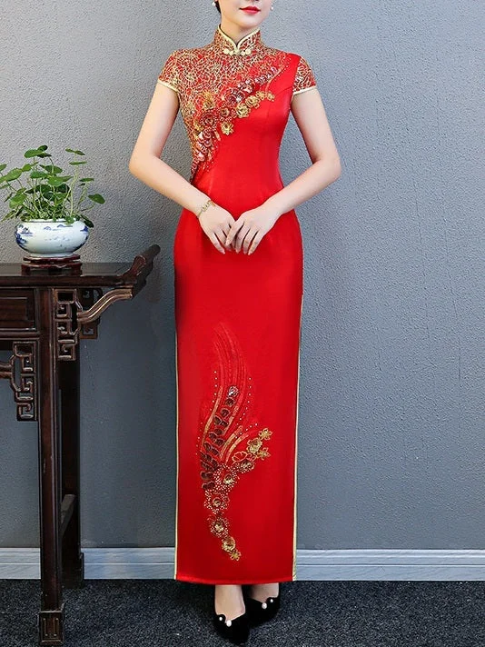 Special Discount Megaera (Bust 83-110CM) Gold Embellished Plus Size Cheongsam Qipao Mother of The Bride Evening Wedding Gown Occasion S/S Maxi Dress Special Discount Megaera (Bust 83-110CM) Gold Embellished Plus Size Cheongsam Qipao Mother of The Bride Evening Wedding Gown Occasion S/S Maxi Dress