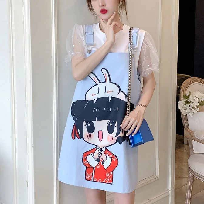 Final Markdown Plus Size White Top and Pinafore Dress Set