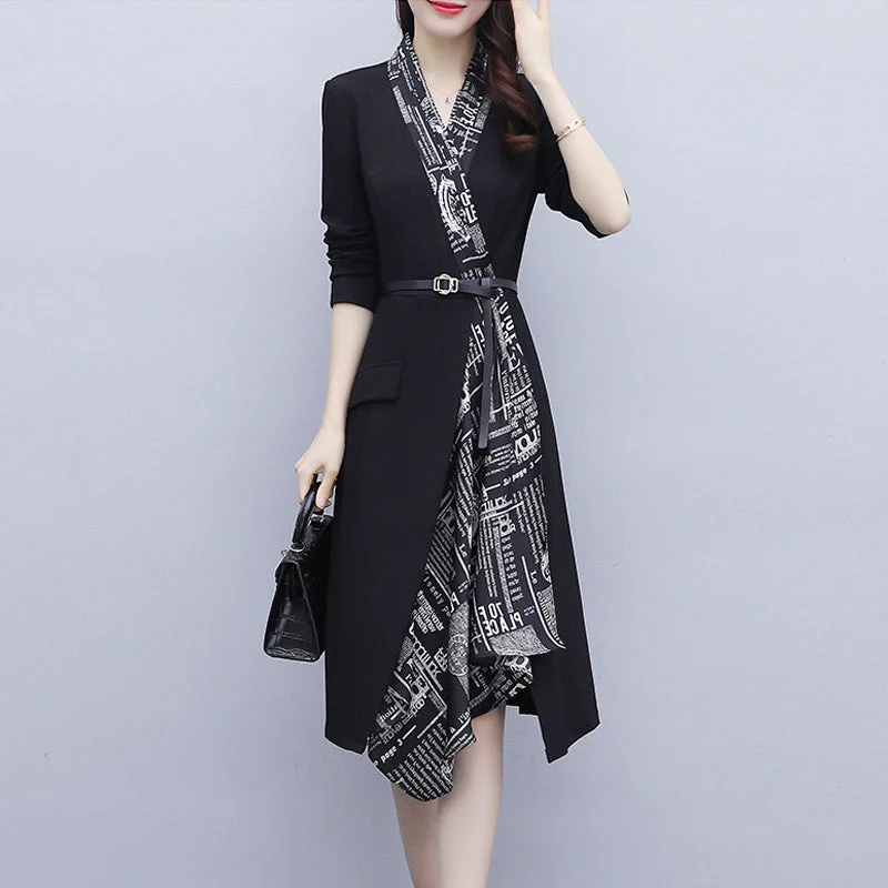 Buy More, Save More Plus size work wrap long sleeve dress