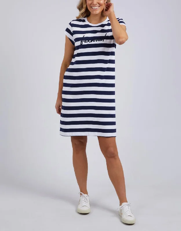 Great Bargains Signature Stripe Tee Dress - Navy/White Stripe