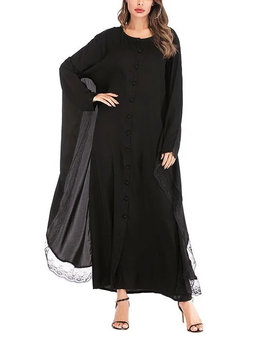 Don't Wait Plus Size Black Cape Lace Jubah Muslimah Dress