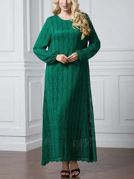 Mega Sale (L-7XL) Giovanna Lace Plus Size Abaya Long Sleeve L/s Maxi Dress