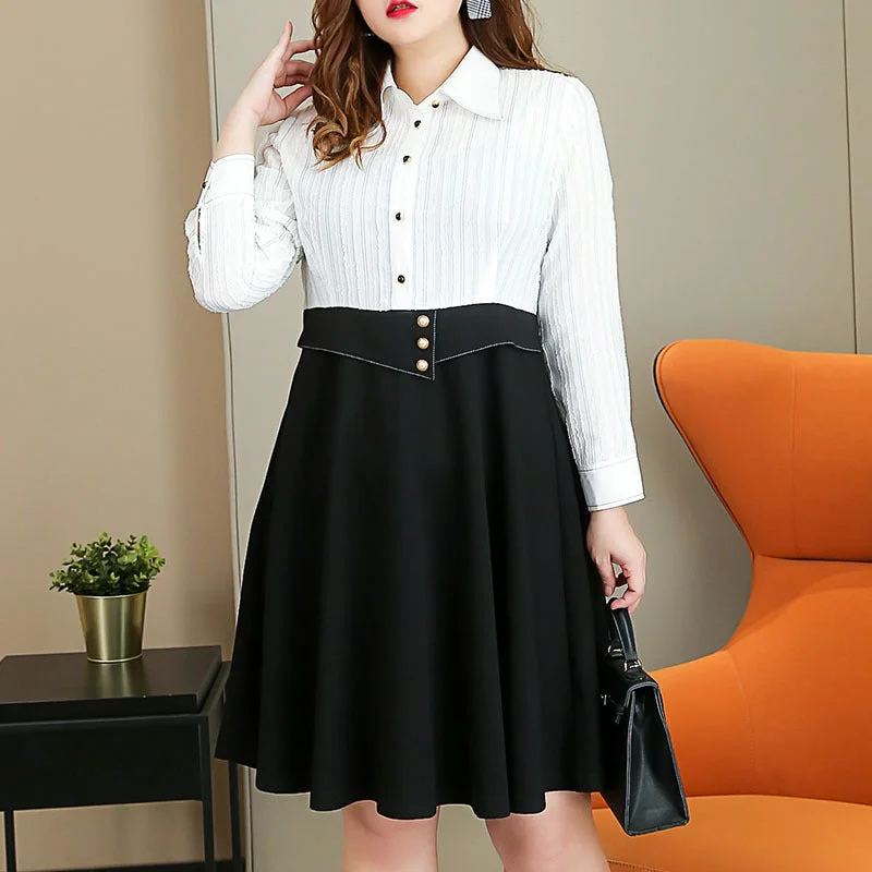 Deal Explosion Latikah Plus Size Work Long Sleeve Shirt Dress
