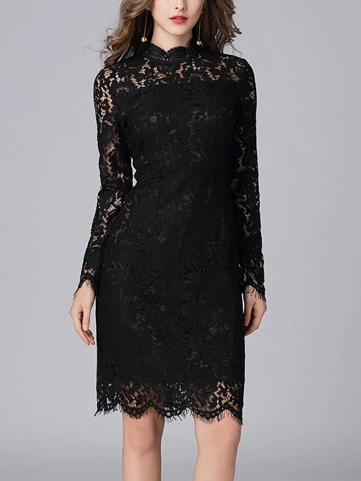 Super Deal Kaycie Eyelash Lace Black Dress