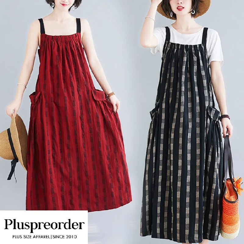 Deep Discounts Plus Size Dungaree Loose Tent Sleeveless Dress
