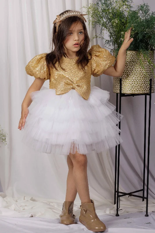 Final Clearance Ivory Elegance Ruffles Frock