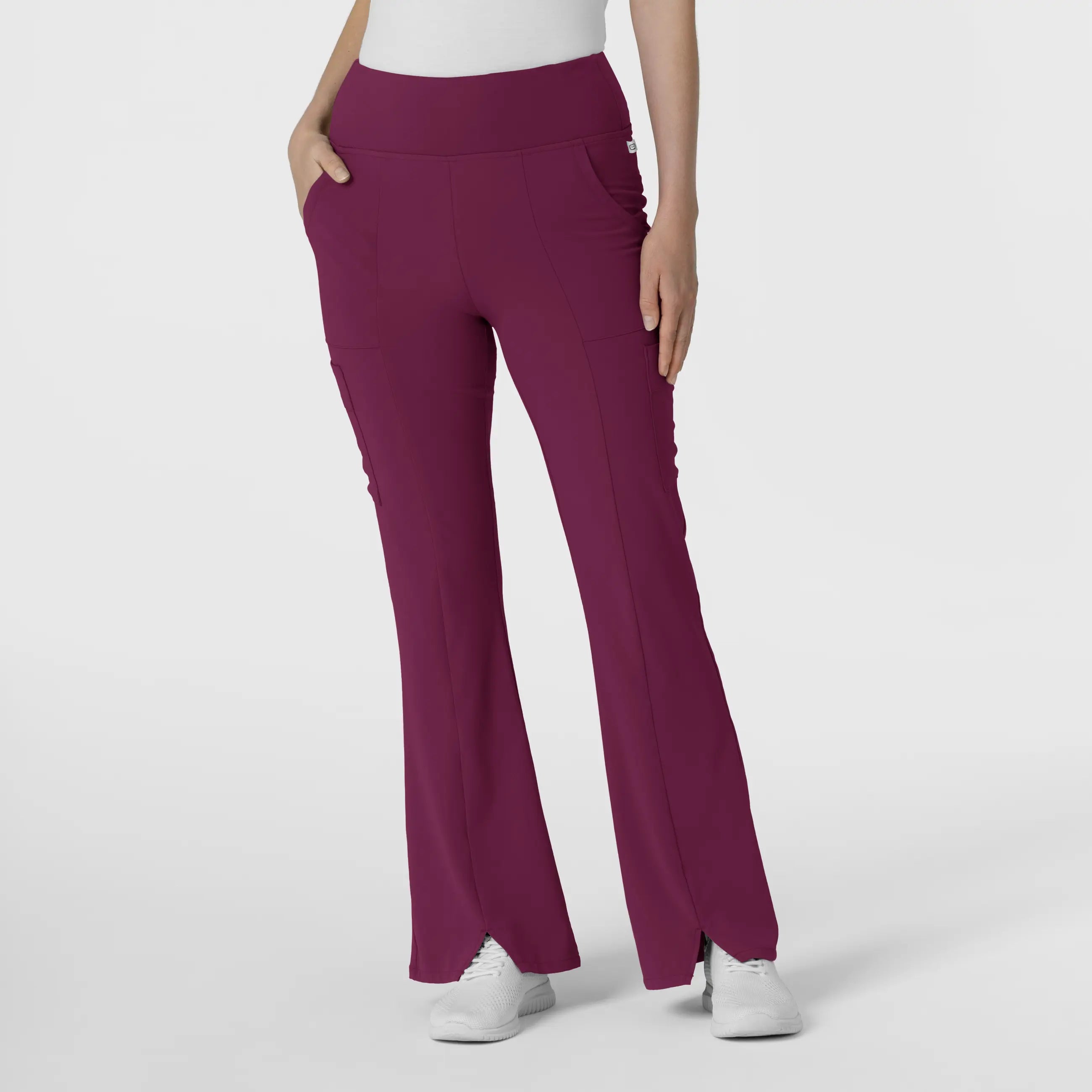 Wink Women's Cargo Flare Scrub Pant - Wine