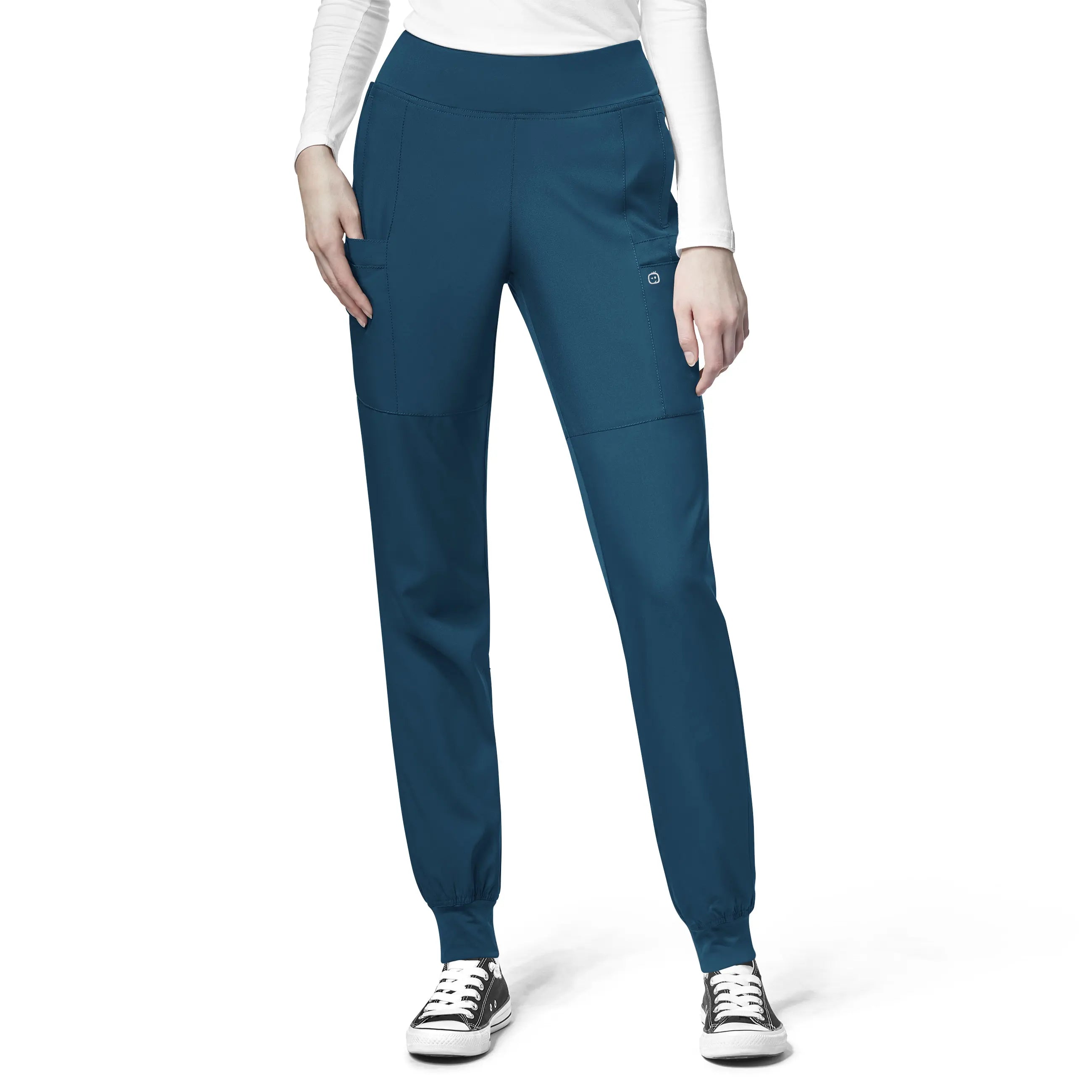 Wink Women's Comfort Waist Cargo Jogger Scrub Pant - Caribbean Blue