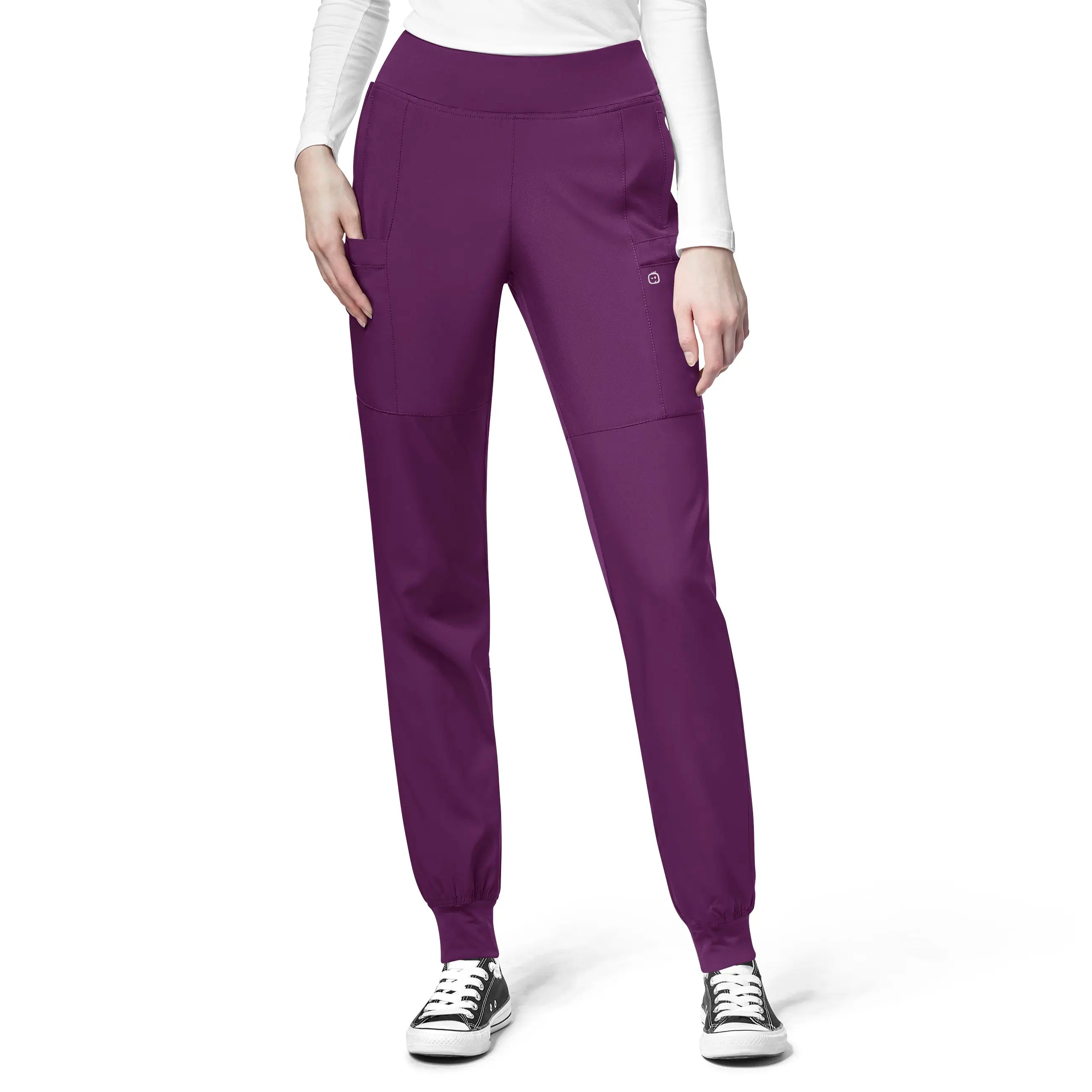 Wink Women's Comfort Waist Cargo Jogger Scrub Pant - Eggplant