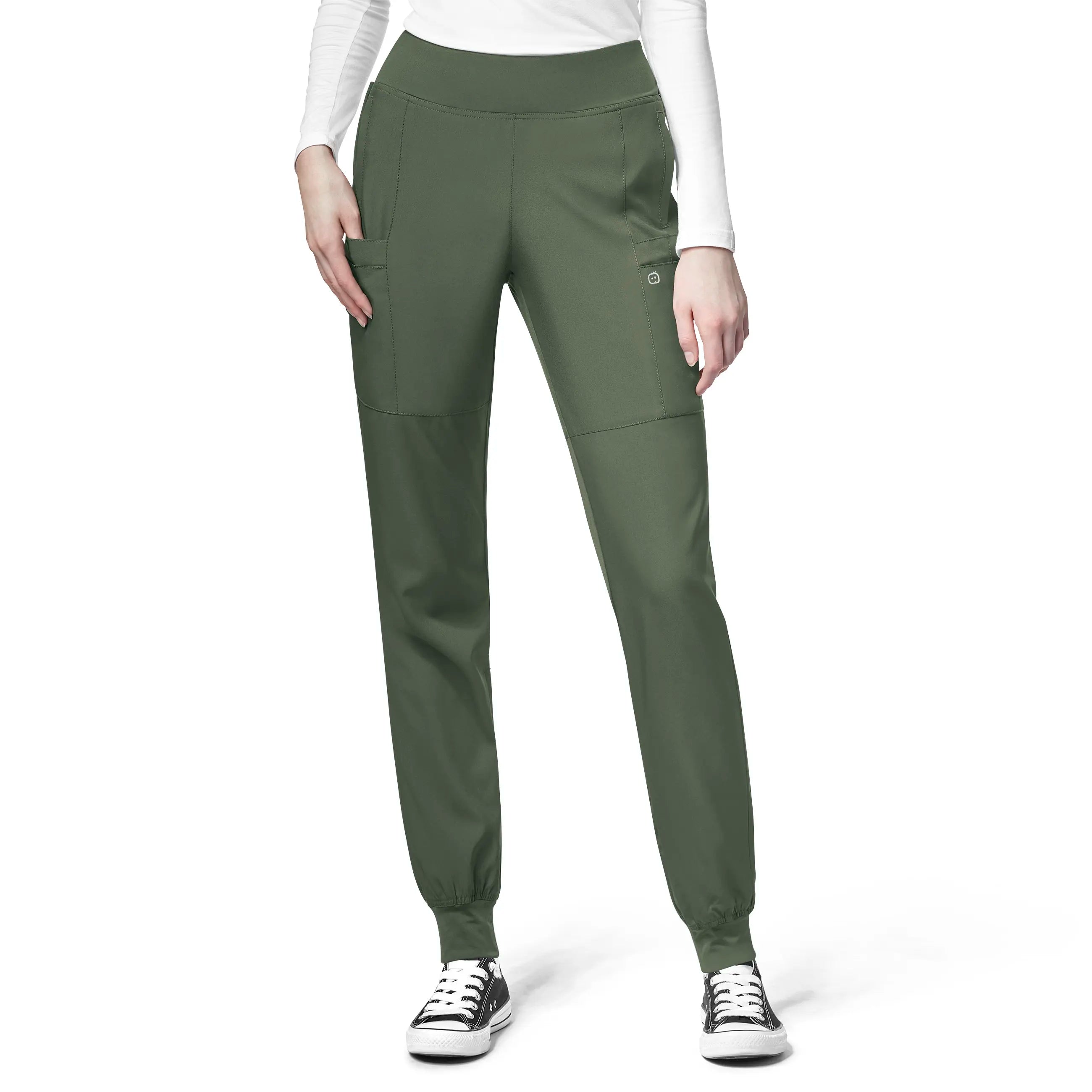 Wink Women's Comfort Waist Cargo Jogger Scrub Pant - Olive