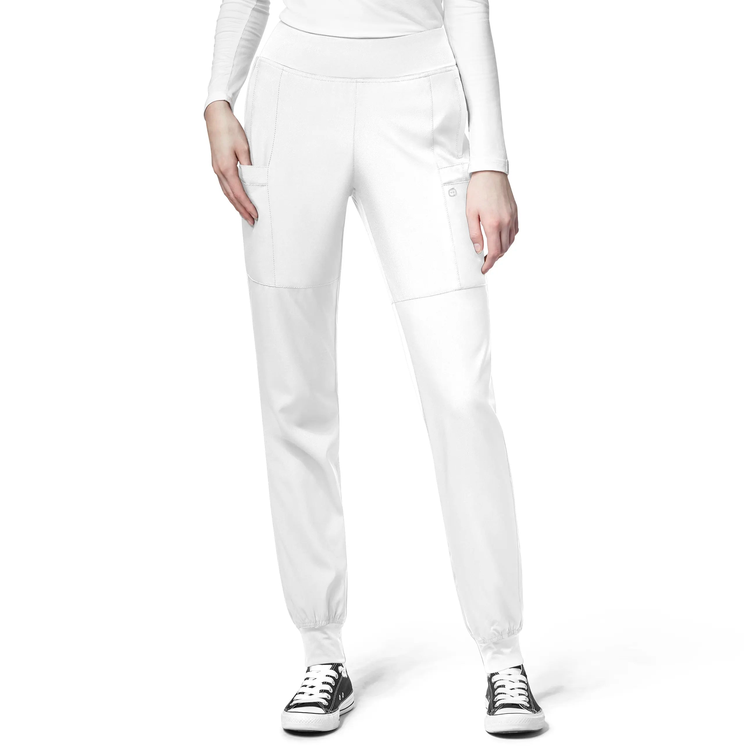 Wink Women's Comfort Waist Cargo Jogger Scrub Pant - White