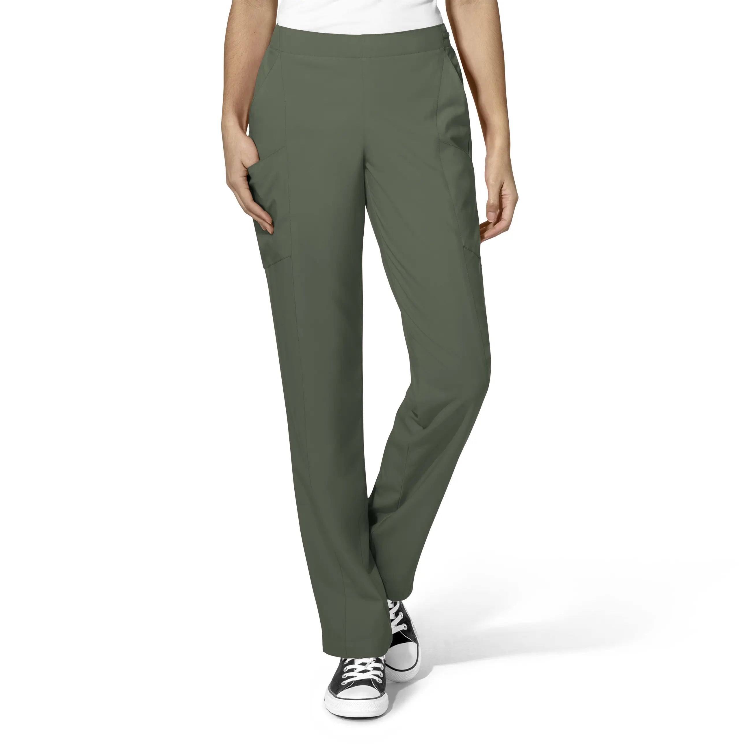 Wink Women's Flat Front Cargo Scrub Pant - Olive