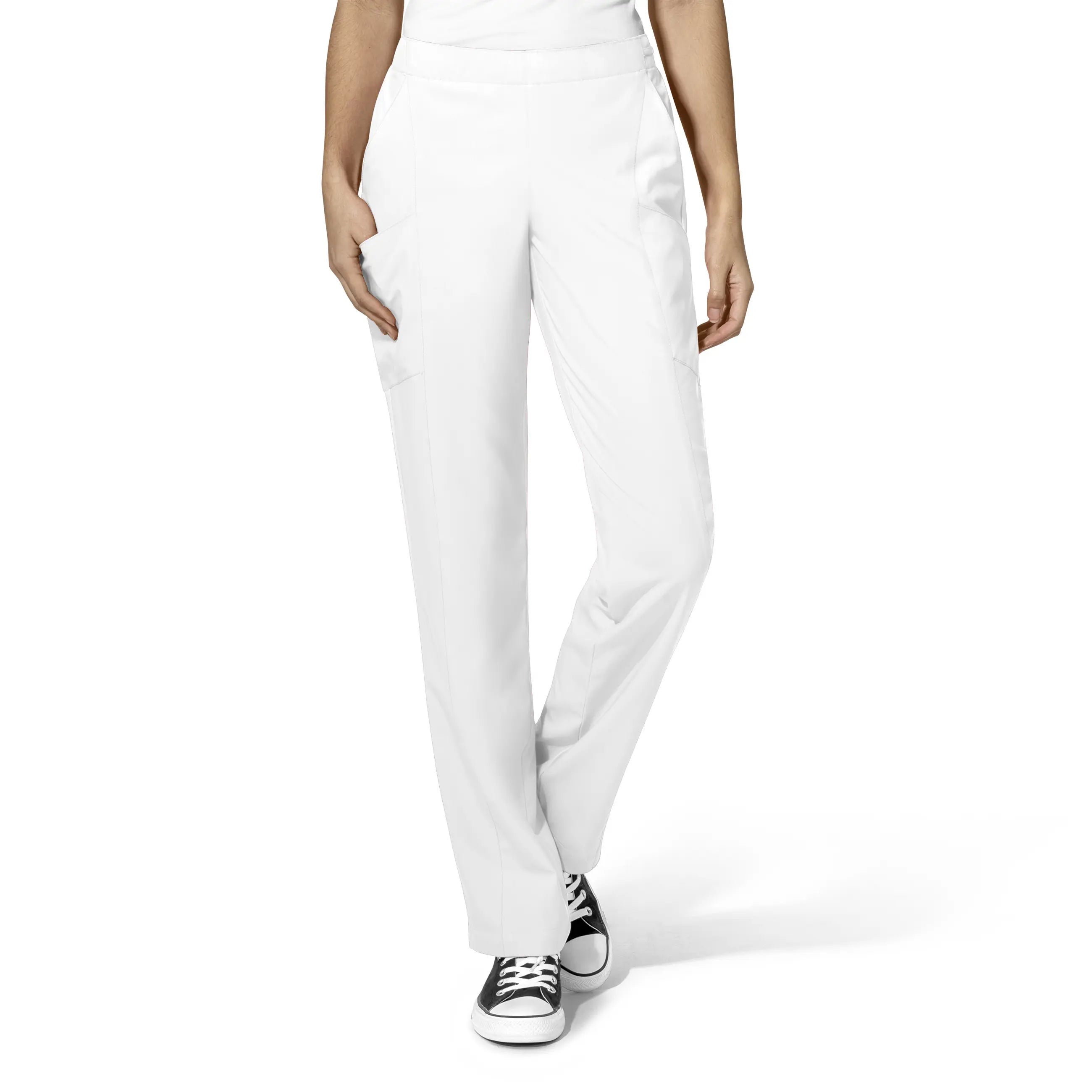 Wink Women's Flat Front Cargo Scrub Pant - White