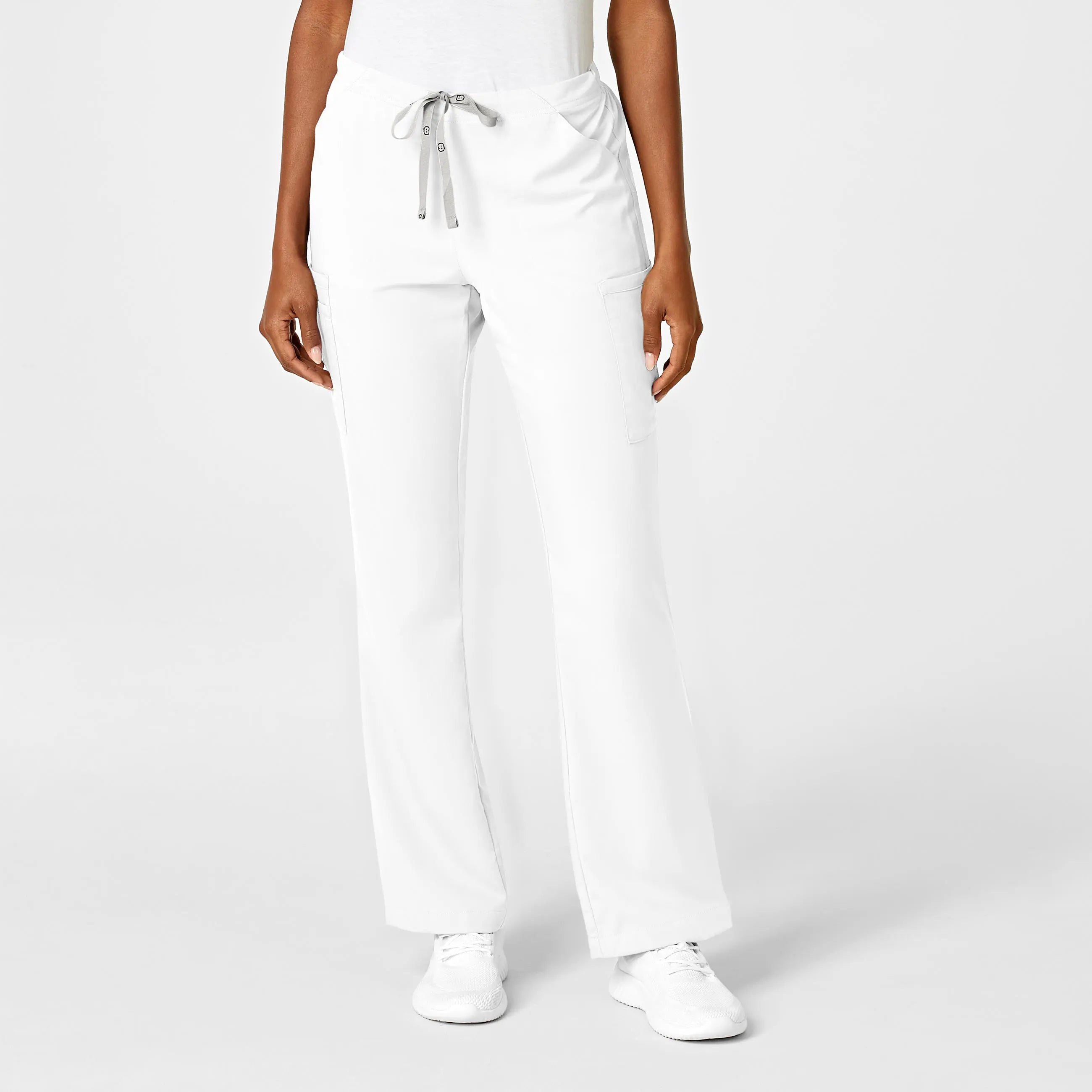 Wink Women's Moderate Flare Leg Cargo Scrub Pant - White