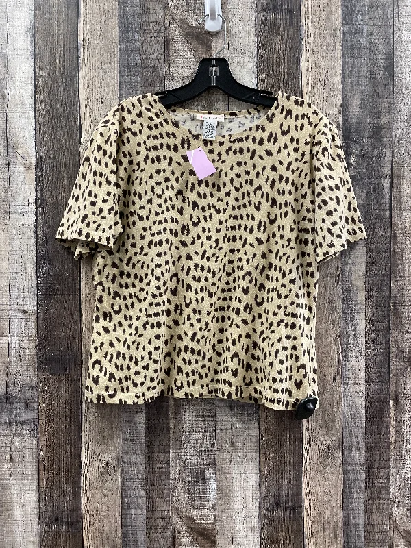 Daily Deals Animal Print Top Short Sleeve Talbots, Size L