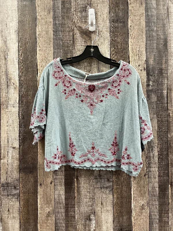 Can't Miss Blue Top Short Sleeve Free People, Size M
