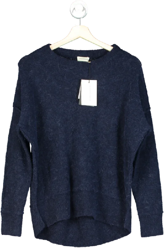 By Malene Birger Navy Soft Mohair Navy Dip Back Pullover UK XXS