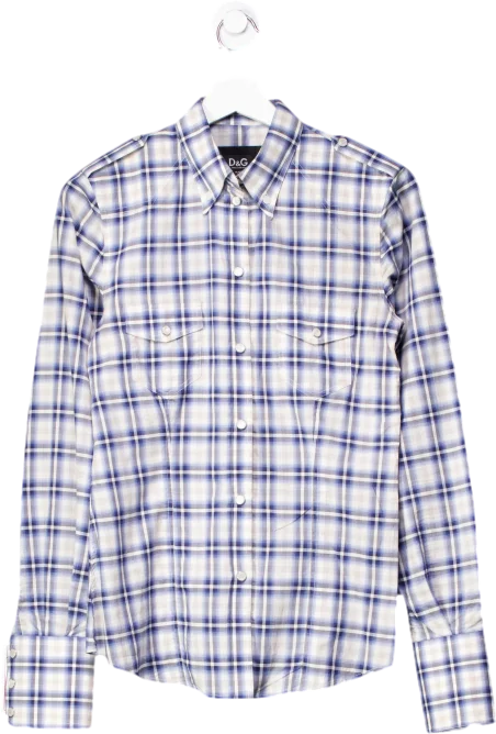 Crazy Deals Dolce & Gabbana Blue Checked Shirt UK 10