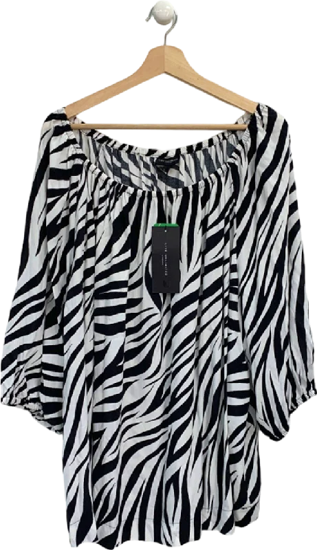 Discount Extravaganza Live Unlimited Black and White Zebra Print Bardot Top UK 22