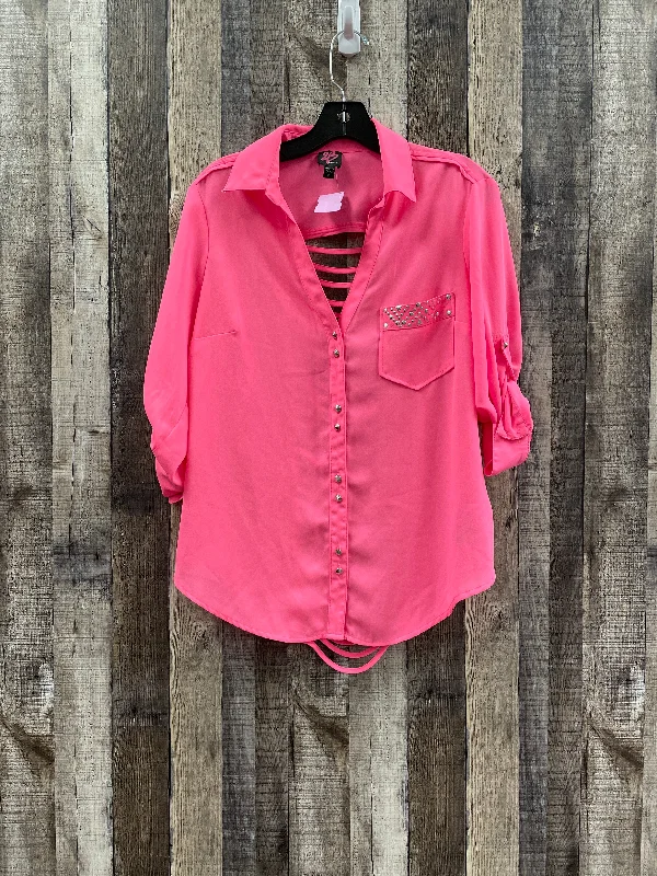Must-Have Deals Pink Blouse Long Sleeve Bebe, Size M