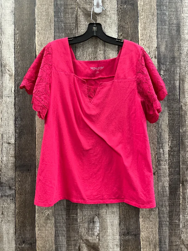 Super Bargain Pink Top Short Sleeve Soft Surroundings, Size L