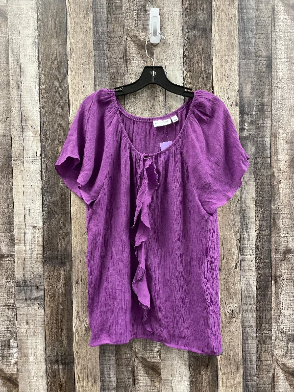Savings Spectacular Purple Top Short Sleeve St Johns Bay, Size 1x