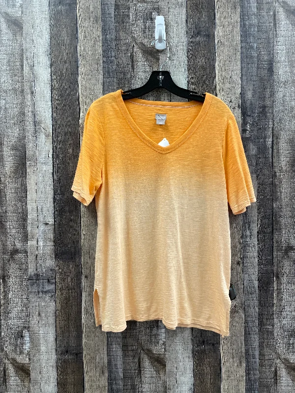 Limited Availability Tie Dye Print Top Short Sleeve Basic Chicos, Size M
