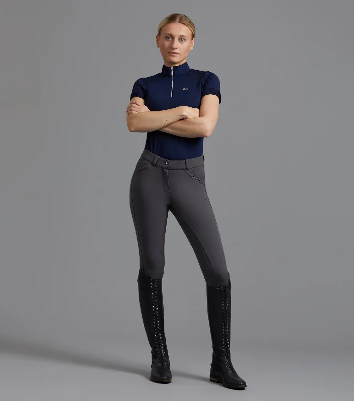 Deep Discounts Delta Ladies Full Seat Gel Riding Breeches Anthracite