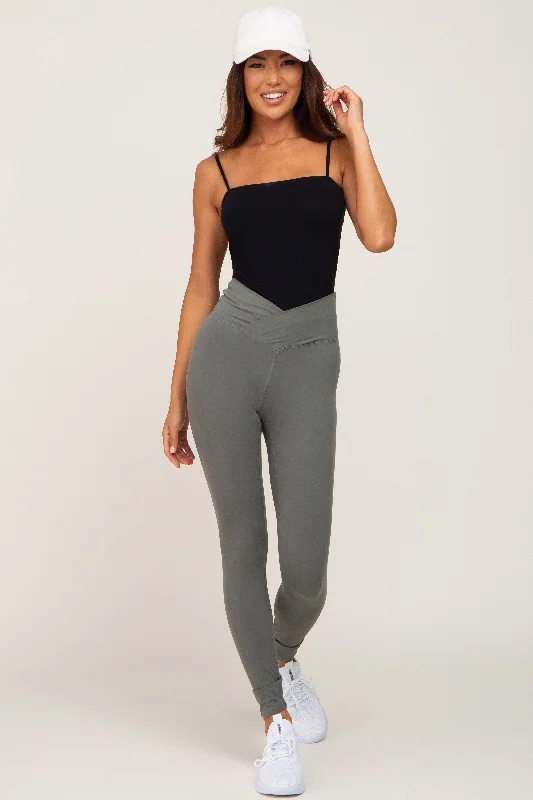 Limited Availability Light Olive Crossover Waist Leggings
